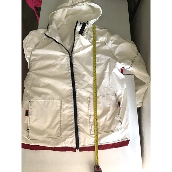 MENS WHITE WINDBREAKER SHERPA LINE SIDE POCKETS HOODIE JACKET SIZE X-LARGE - Picture 5 of 5
